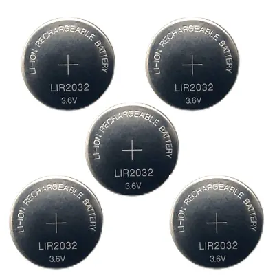 £4.49 • Buy 5 X LIR2032 CR2032 Rechargeable Button Coin 3.6v Battery FAST Delivery UK Seller