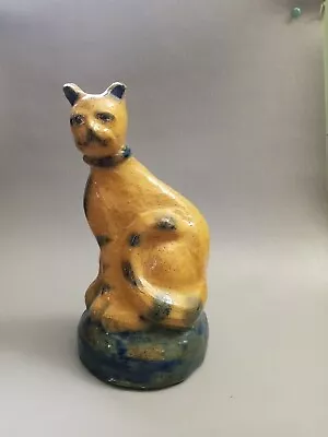 Vintage Salt Glaze B Stebner Studio Stoneware Cat Statue Figurine 7-1/2  Tall • $79.95