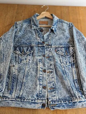 Vintage Levis Acid Wash Denim Jacket Size XL • $75