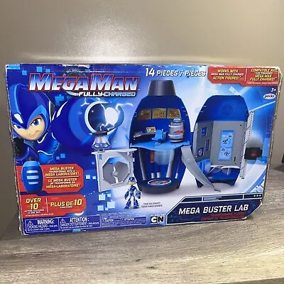 Mega Man Fully Charged Mega Buster Lab Transforming Playset 10 Action Features • $20