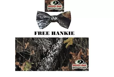 NEW Men's Mossy Oak BREAK UP Banded Camo Bow Tie FREE HANKIE Camouflage • $18.95