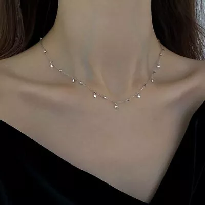 Silver Beads Pendant Necklace Choker Clavicle Chain Women Party Jewelry Gift • $1.32