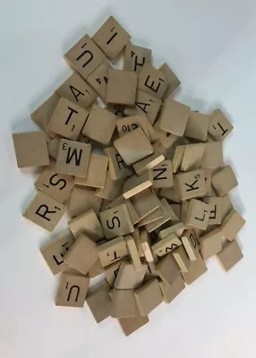 Wood SCRABBLE TILES Complete Set Of 100 All In GREAT Condition • $3.99