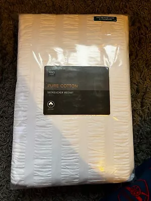 Marks And Spencer Pure Cotton Seersucker King Size Bed Set • £32.99