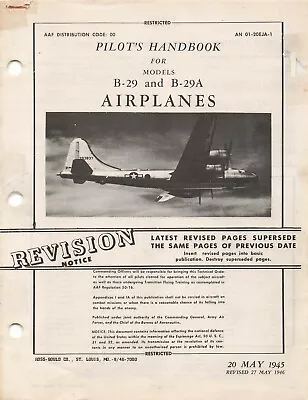 B-29 B-29A Superfortress 1946 Pilot's Handbook Flight Manual - CD • $26.99