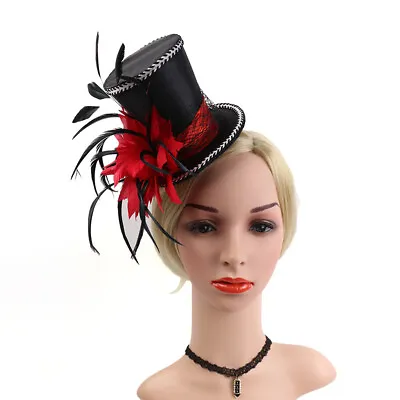 £9.49 • Buy Vintage Mini Top Hat 1920s Great   Feather Fascinator Woman Ladies Headwear