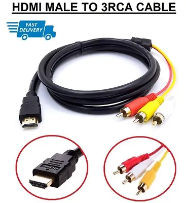 £4.89 • Buy UK HDMI Male To 3 RCA Audio Video AV Cable Adapter Lead TV HDTV DVD 1080P 1.5MT