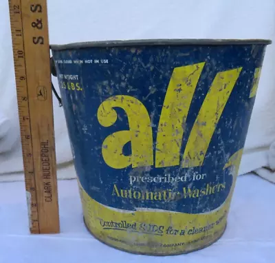 💎 Rare Vintage ALL Laundry Detergent Advertising Galvanized Tin Pail As Picture • $22.95