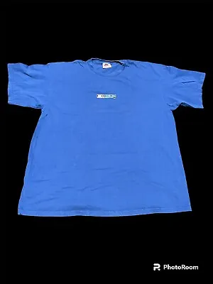 Vintage 90s Nike Felt Swoosh Logo Tee Shirt Blue Made In USA Size XL • $14.99