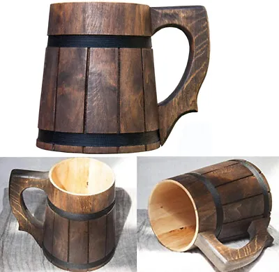 Men Gifts Handmade Beer Mug Wooden Tankard Beer Cup Stein Birthday Anniversary  • $98.88