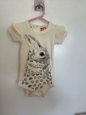 BNWD Rock Your Baby Easter Bunny Rabbit Ruff Girls Bodysuit Sz 00 3-6 Months • $9.99