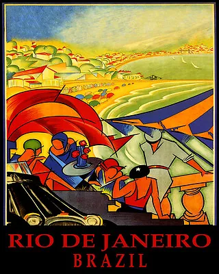 Poster Rio De Janeiro Brazil Beach Party Summer Travel Vintage Repro Free S/h • $11.90