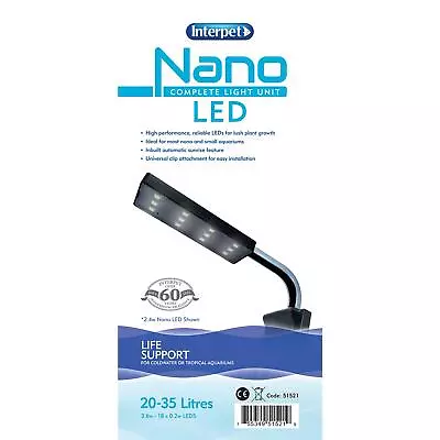 Interpet Nano Small Complete Led Light Unit Plant Growth Aquariums 20-35 Litre • £14.95