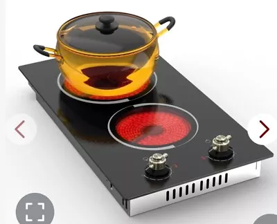 12 Inch Electric Cooktop - 2 Burner Electric Cooktop With Knob Control • $59.99