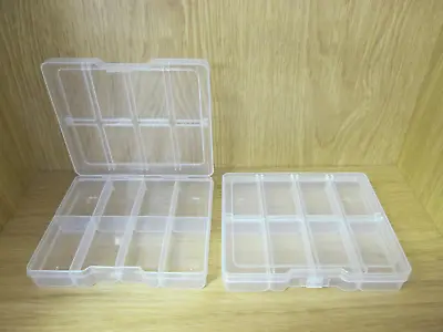 £2.61 • Buy 8 Compartment Plastic Storage Boxes Crafts Wax Melts Fishing Beads 1 Or 2 Boxes