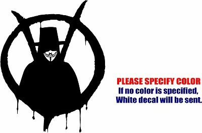 $37.95 • Buy V For Vendetta #3 Decal Sticker Funny Vinyl Car Window Bumper Truck Laptop 22 
