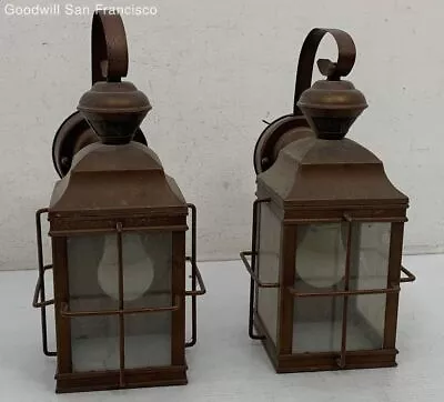 Lot Of 4 Home Decorative Outdoor Electric Copper Tone Wall Lanterns Untested • $29.99