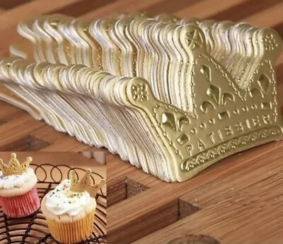 Gold Crown Cupcake Toppers Cake Decoration Princess / King/ Coronation Birthday • £3.19