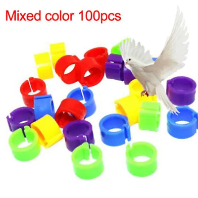 100pcs Mixed Color Bird Rings Leg Bands For Parrot Finch Canary Poultry Rings • £4.28