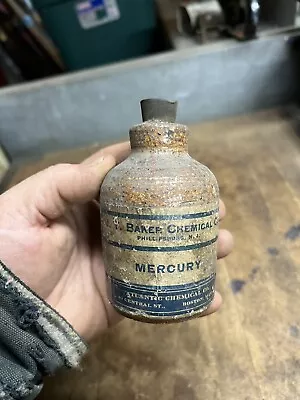 Antique Old Early J.T Baker Chemical Mercury Stoneware Jar Jug Bottle Empty USA • $59.99