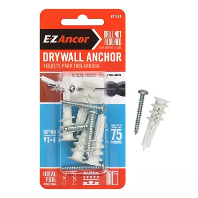 Twist-N-Lock 75 Lbs. Drywall Anchors (4-Pack) | Hollow Wall Anchors | Self Drill • $3.29