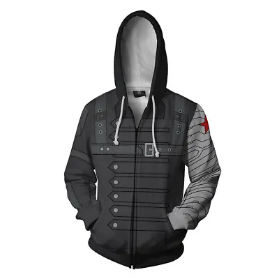 New Winter Soldier 3D Printed Sweater Men's Zipper Hoodie Cosplay Sweatshirt • $41.36