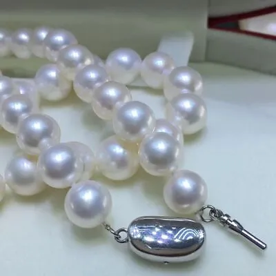 Classic AAA9-10mm South Sea Round White Pearl Necklace 18inch 925s • $139.04