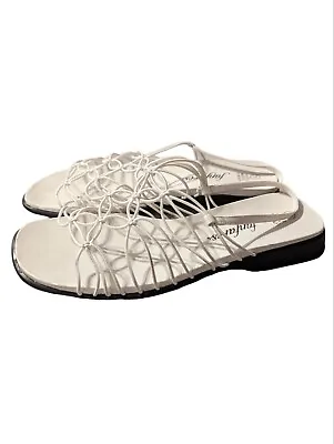 Vintage Y2k White Sandals Strappy Webbed Flat 7.5 Fanfares • $20