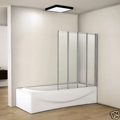 £72 • Buy 1000x1400mm 4 Fold Folding Shower Bath Screen 4mm Glass Door Panel Great Value
