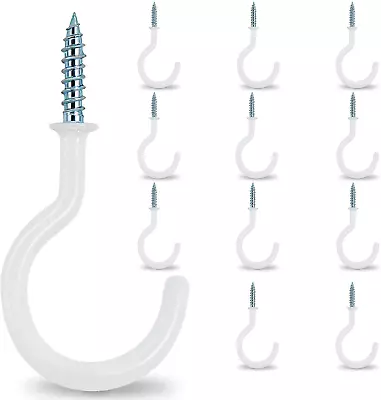 HULISEN 2.9  Large Ceiling Hooks 12 Pcs Heavy Duty Screw-In Wall Hooks Vinyl C • $11.84