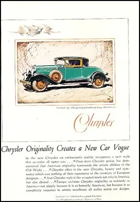 1928 Chrysler 75 Coupe Rumble Seat Vintage Advertisement Print Art Car Ad J995A • $9.56