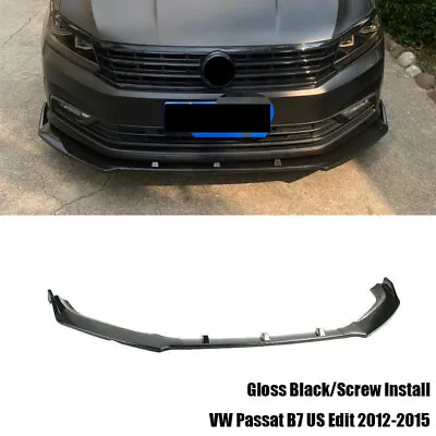 $55.99 • Buy Paint Black 3-Stage Front Lip Spoiler Underbody Wing Fit For VW Passat B7 12-15