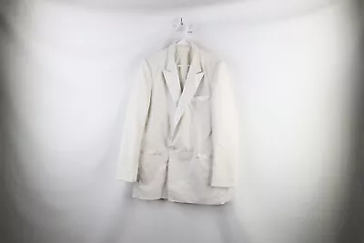 Vintage 90s Rockabilly Mens 42 XL Satin Trim Smoking Tuxedo Prom Jacket White • $84.96