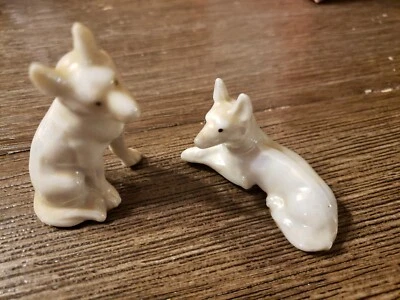 $12.99 • Buy Vintage Set Of 2: Iridescent Lusterware White Shepherd Dogs Figurine Japan 2 1/2