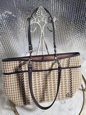 Vtg Overnight Ralph Lauren Plaid  Houndstooth Weekend Travel Tote Shoulder Bag • $29.99