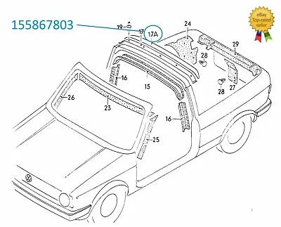 VW Mk1 Golf Cabriolet Rollbar Roll Bar Trim 155867803 Direct Replacement • $31.05