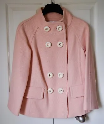 New Original Milly Of New York Pink Cropped Wool Trench Coat Peacoat • $99.99
