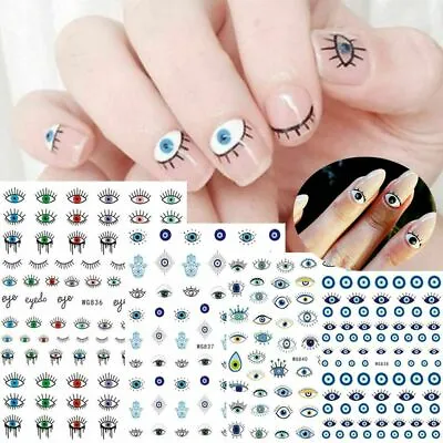 Abstract Color Evil Eye Nail Art Decal Sticker Hamsa Hand Of Fatima 3D DIY NH3 • $2.65