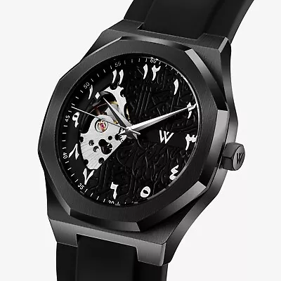 W&V Fantom 42mm Black Arabic Symbols Skeleton Stainless Steel Automatic Watch  • $79.99