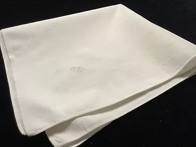 L1346++Vintage Linen French Monogram “HT” Gentlemen’s Men’s Pocket Handkerchief • $18.95