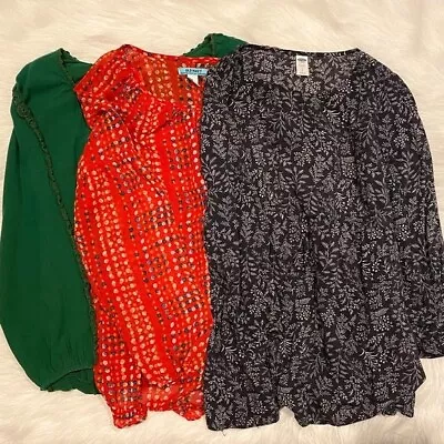 Old Navy Maternity Womens Top Sz S Lot Of 3 Green Gray Red Blouse Shirt • $7.50