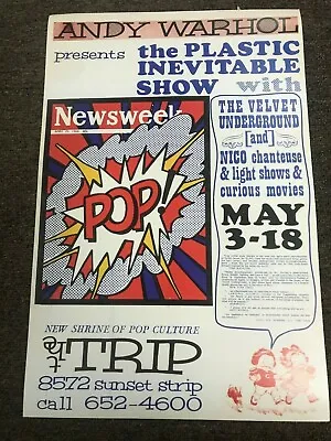 Andy Warhol Plastic Inevitable Show Velvet Underground 1966 Concert Poster • $9.99