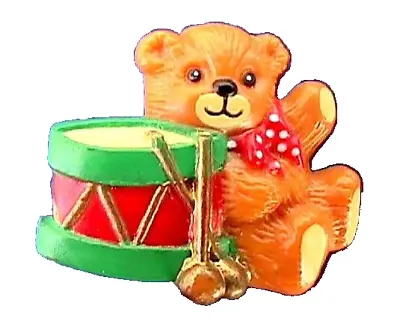 Lucy & Me PIN Christmas Vintage TEDDY BEAR RIGG Enesco Drummer 1982 Brooch • £8.66