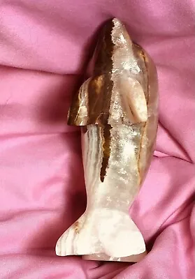 Carved Stone Dolphin Figure Marble Granite Poss Onyx Hand Carved Sculpture • $28.99