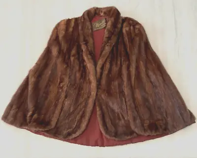 VTG Mink Cloak Wrap GENEROUS SIZE Cape Pockets Arm Holes FREE SHIP Fur Coat JCS • $199.99