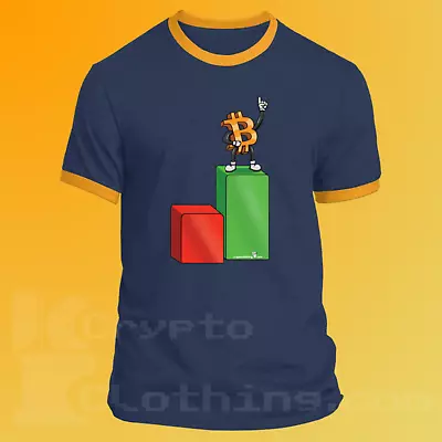 Bitcoin BTC Crypto Navy/Gold T-Shirt UPC420 • $14.99