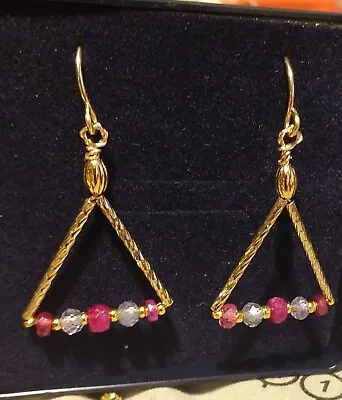 9ct & 14ct Gold Earrings With Certified Tanzanites & Rubies **WERE £73.99** • £54.99