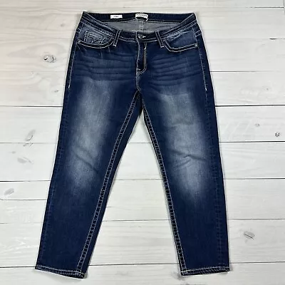 Vigoss Jeans Women's Size 14 Skinny Mid Rise Blue Dark Wash Stretch 34x28 • $29.99