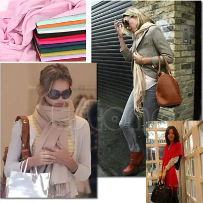 £5.99 • Buy Luxury Womens Cashmere Pashmina Silk Shawl Scarf Solid Long Winter Warm Wrap