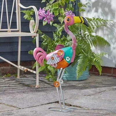 Large Funky Flamingo Garden Ornament Outdoor Exotic Bird Ornament Outdoor • £23.99